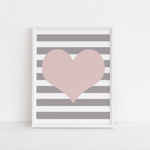Blozend Roze Hart Minimalistische Wandkunst Poster