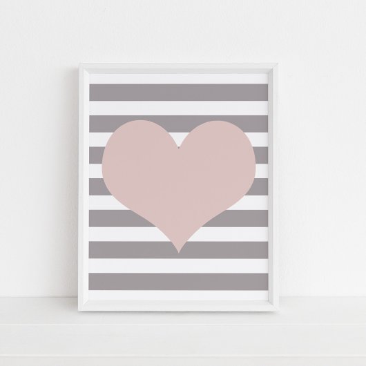 Blozend Roze Hart Minimalistische Wandkunst Poster