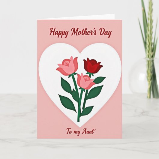 Blozend Roze Hart Moederkaart Kaart (Voorkant)