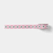 Blozend Roze Herhalend Zakelijk Logo Satijnen Lint (Voorkant)
