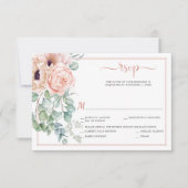 Blozend Roze Ivoor Bloemrijke Waterverf RSVP Kaartje (Voorkant)