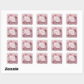 Blozend Roze Kersenbloesem Gouden Marmeren Bruilof Vierkante Sticker (Vel)