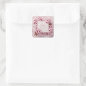 Blozend Roze Kersenbloesem Gouden Marmeren Bruilof Vierkante Sticker (Tas)
