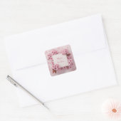Blozend Roze Kersenbloesem Gouden Marmeren Bruilof Vierkante Sticker (Envelop)