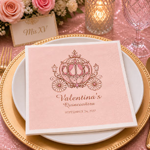 Blozend Roze Koets Prinses Quinceañera Servet
