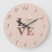 Blozend Roze Koffie Liefde Romantisch Grote Klok (Voorkant)