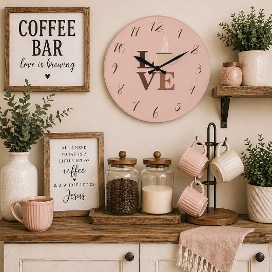 Blozend Roze Koffie Liefde Romantisch Grote Klok