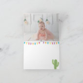 Blozend Roze Lama Cactus Foto Bedankt Kaart (Binnen)