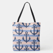 Blozend Roze Marine Anker Nautilus Kust Tote Bag (Achterkant)
