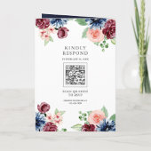 Blozend Roze Marine Burgundy Bloem QR Code Bruilof (Achterkant)