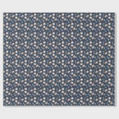 Blozend Roze Marineblauw Bloem  Cadeaupapier (Vlak)