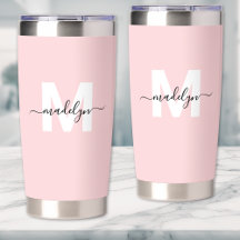 Blozend Roze Meisjesachtige Monogramnaam