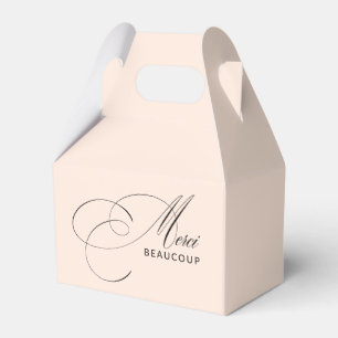 Blozend Roze Merci Beaucoup Elegante Calligrafie Bedankdoosjes