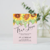 Blozend Roze met Zonnebloemen Trouwbudget (Staand voorkant)