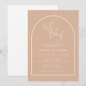 Blozend Roze Minimalistisch Script Arch Oh Baby Sh Kaart (Voorkant / Achterkant)