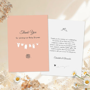 Blozend Roze Minimalistische Baby Meisje Shower Bedankkaart