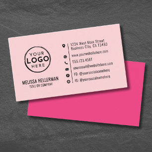 Blozend Roze Minimalistische Moderne Aangepast Log Visitekaartje