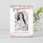 Blozend Roze Moderne Chic Blush Afstudeerfeest Kaart (Staand voorkant)