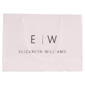 Blozend Roze Moderne Minimalistische Monogram Naam Groot Cadeauzakje (Achterkant)