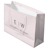 Blozend Roze Moderne Minimalistische Monogram Naam Groot Cadeauzakje (Voorkant Gekanteld)