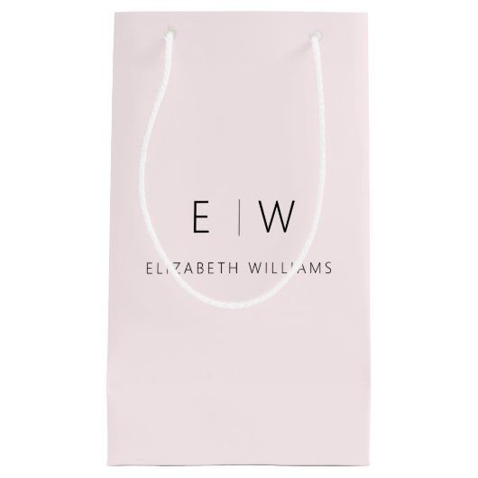 Blozend Roze Moderne Minimalistische Monogram Naam Klein Cadeauzakje (Voorkant)