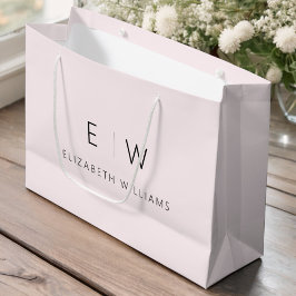 Blozend Roze Moderne Minimalistische Monogramnaam Groot Cadeauzakje