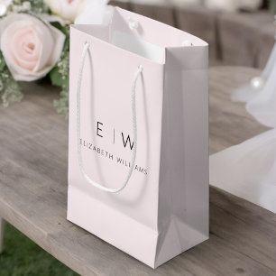 Blozend Roze Moderne Minimalistische Monogramnaam Klein Cadeauzakje