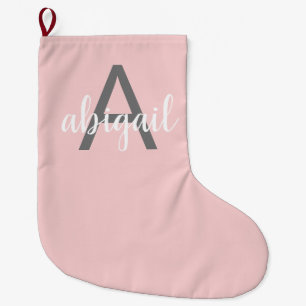 Blozend Roze Moderne Monogram Grote Kerstsok