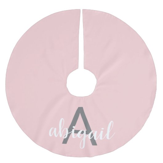 Blozend Roze Moderne Monogram Kerstboom Rok (Voorkant)