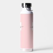 Blozend Roze Moderne Naam Monogram Waterfles (Links)