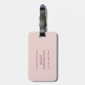 Blozend Roze Monogram Script Naam Telefoon Only Bagagelabel (Achterkant verticaal)