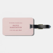 Blozend Roze Monogram Script Naam Telefoon Only Bagagelabel (Achterkant horizontaal)