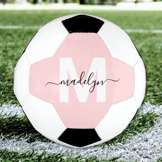 Blozend Roze Naam Monogram Voetbal