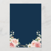 Blozend Roze Navy Gouden Geometrische Botanische B Informatiekaartje (Achterkant)