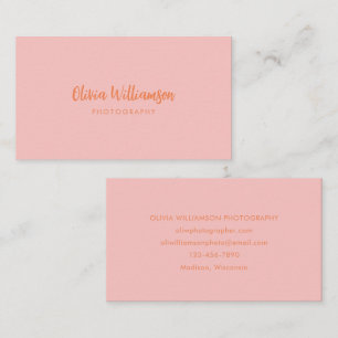 Blozend Roze Oranje Script Naam Minimalistische Cr Visitekaartje