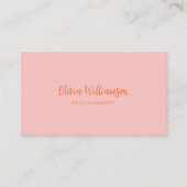 Blozend Roze Oranje Script Naam Minimalistische Cr Visitekaartje (Voorkant)