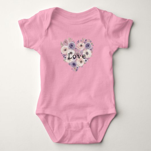 Blozend Roze Paars Witte Bloemhart Romper (Voorkant)