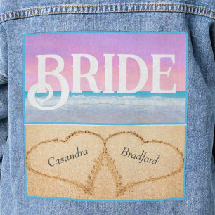 Blozend Roze Paarse Strand Bruiloft 2 Hart Bruid Denim Jacket