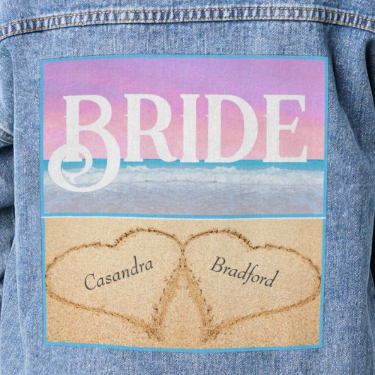Blozend Roze Paarse Strand Bruiloft 2 Hart Bruid Denim Jacket