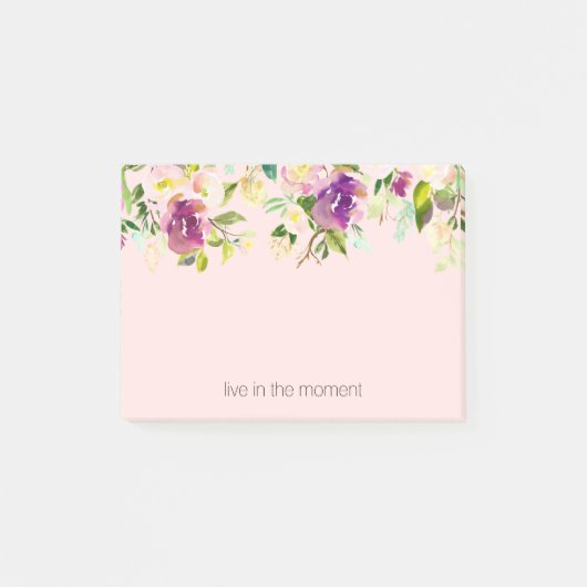 Blozend Roze Paarse Waterverf Bloem Post-it® Notes (Voorkant)