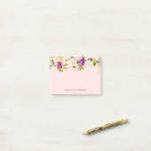 Blozend Roze Paarse Waterverf Bloem Post-it® Notes (Op bureau)
