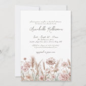Blozend Roze Pampas Bloem Boho Bruidsdouche Kaart (Voorkant)