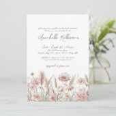 Blozend Roze Pampas Bloem Boho Bruidsdouche Kaart (Staand voorkant)