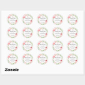 Blozend Roze Pioen Bruiloft Feest Bedankt Ronde Sticker (Vel)