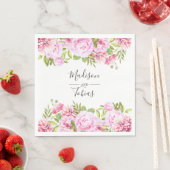 Blozend Roze Pioen Groene Bloemige Bruiloft Servet (Insitu)