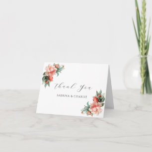 Blozend Roze Pioen Koraal Elegante Bloemen Bedankkaart