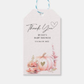 Blozend Roze Pompoen Bloemige Dankjewel Cadeaulabel (Voorkant)