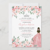 Blozend Roze Quinceanera Uitnodiging (Voorkant)
