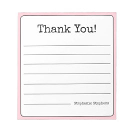 Blozend Roze Retro Dank Je Wel Jouw Naam Gelinieer Notitieblok