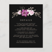 Blozend Roze Roos Paars GoudHuwelijksgast Details Informatiekaartje (Voorkant)